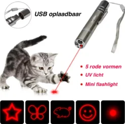Merkloos Hoogwaardig Laserlampje Voor Katten | USB Oplaadbaar | 7 In 1 Laserpen | Laserpen | Zaklamp | Kattenspeeltje | Kattenspeelgoed | Zilver | Laserpointer Rood/groen | UV Licht -Merkloos Verkoop 1200x1193 5