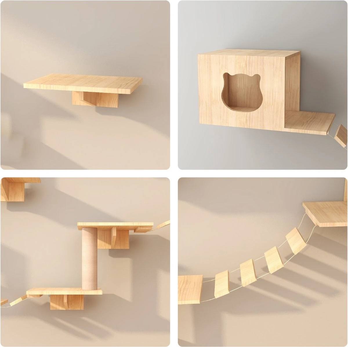 Katten Klimwand |2 Ladders Krabpaal En 2 Huisjes | Kat Klimmuur | Huisdieren | Vermaak Voor Katten 2 Katten Klimwand |2 Ladders Krabpaal En 2 Huisjes | Kat Klimmuur | Huisdieren | Vermaak Voor Katten - Image 2