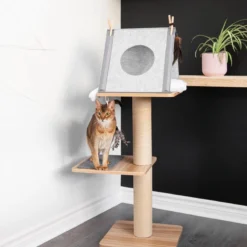BeOneBreed Katt3 EVO Classic Natural – Krabpaal Voor Katten – Inclusief Memory Foam Kussen, Vilten Mat En Hangspeeltje – Gelamineerd Hout - Afmetingen 42,5 X 37,5 X 76 Cm -Merkloos Verkoop 1200x1200 1077