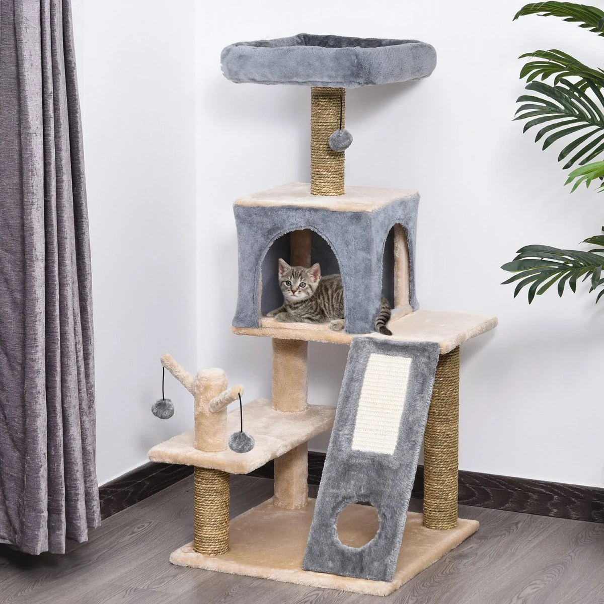 PawHut Kattenboom Klimboom Met Kattengrot Krabboom Kattenhuis Krabpaal D30-220 8 PawHut Kattenboom Klimboom Met Kattengrot Krabboom Kattenhuis Krabpaal D30-220 - Image 8