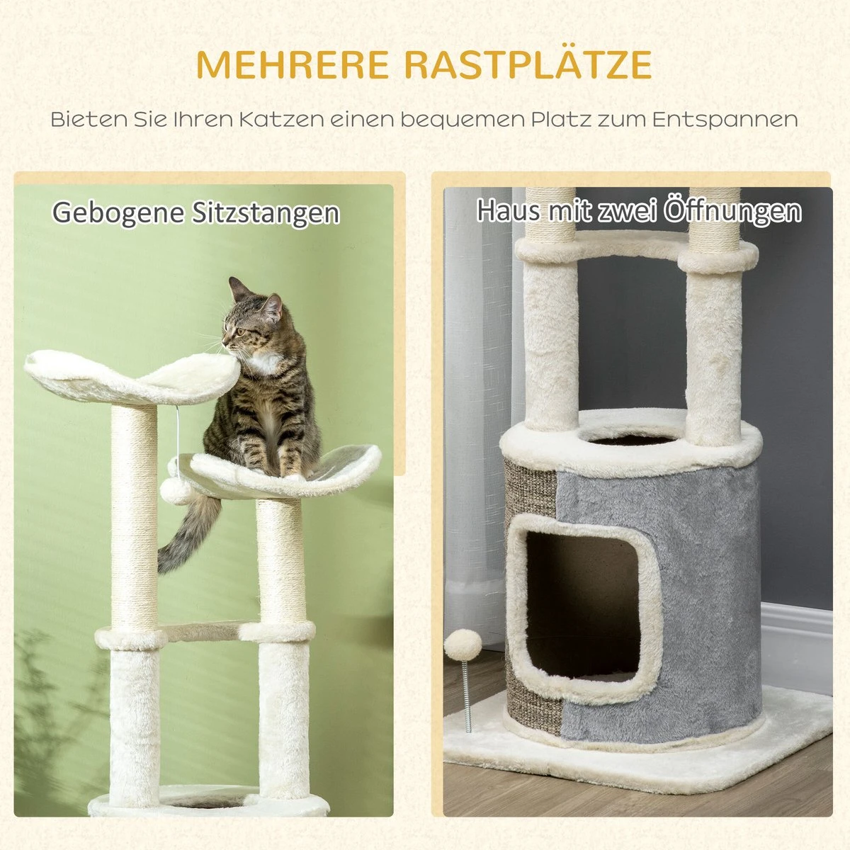 PawHut Kratzbaum Mit Katzenhöhle D30-602V00 6 PawHut Kratzbaum Mit Katzenhöhle D30-602V00 - Image 6