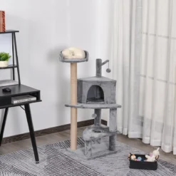 PawHut Krabpaal Met Speelballen Kattenkrabpaal Kattenhuis Jute Paal, Grijs D30-281 -Merkloos Verkoop 1200x1200 1106