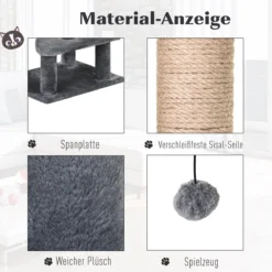 PawHut Krabpaal Met Speelballen Kattenkrabpaal Kattenhuis Jute Paal, Grijs D30-281 -Merkloos Verkoop 1200x1200 1108