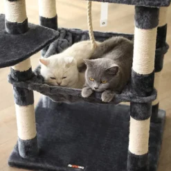 Kat Krabpaal Voor Meerdere Katten - Met Hokje En Plateaus - Grote Of Kleine Katten - Grijs En Wit -Merkloos Verkoop 1200x1200 1164