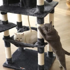 Kat Krabpaal Voor Meerdere Katten - Met Hokje En Plateaus - Grote Of Kleine Katten - Grijs En Wit -Merkloos Verkoop 1200x1200 1165