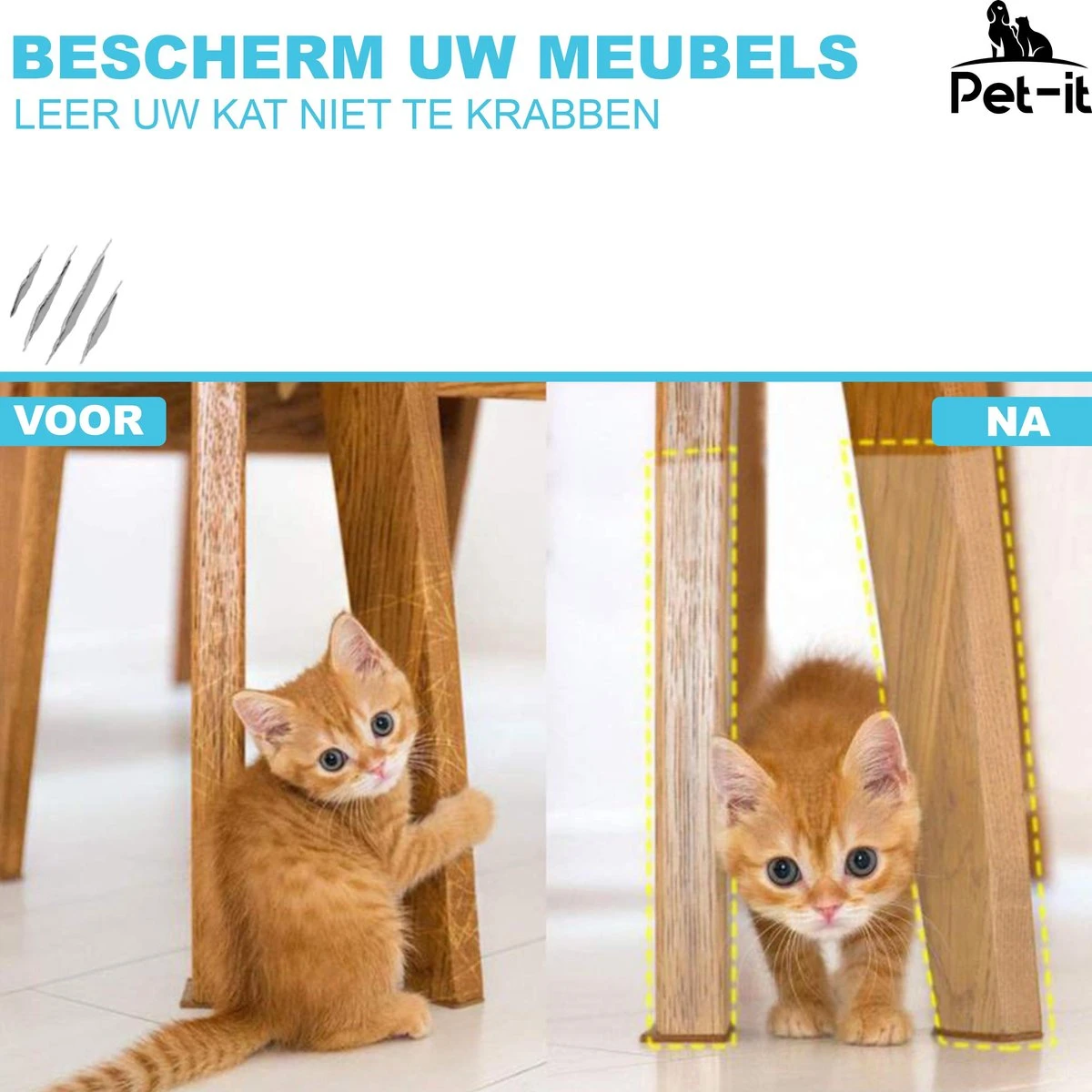 Pet-it | Krab Schade Bescherming Voor Katten En Honden | 6 Stuks | Extra-Grote Beschermers | Voor Bank Meubel Interieur | Transparant 3 Pet-it | Krab Schade Bescherming Voor Katten En Honden | 6 Stuks | Extra-Grote Beschermers | Voor Bank Meubel Interieur | Transparant - Image 3