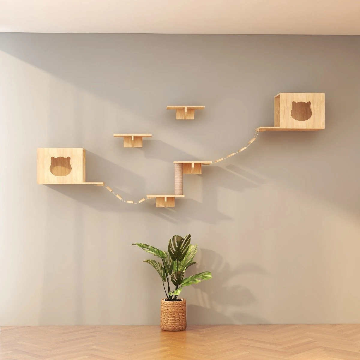 Katten Klimwand |2 Ladders Krabpaal En 2 Huisjes | Kat Klimmuur | Huisdieren | Vermaak Voor Katten 7 Katten Klimwand |2 Ladders Krabpaal En 2 Huisjes | Kat Klimmuur | Huisdieren | Vermaak Voor Katten - Image 7