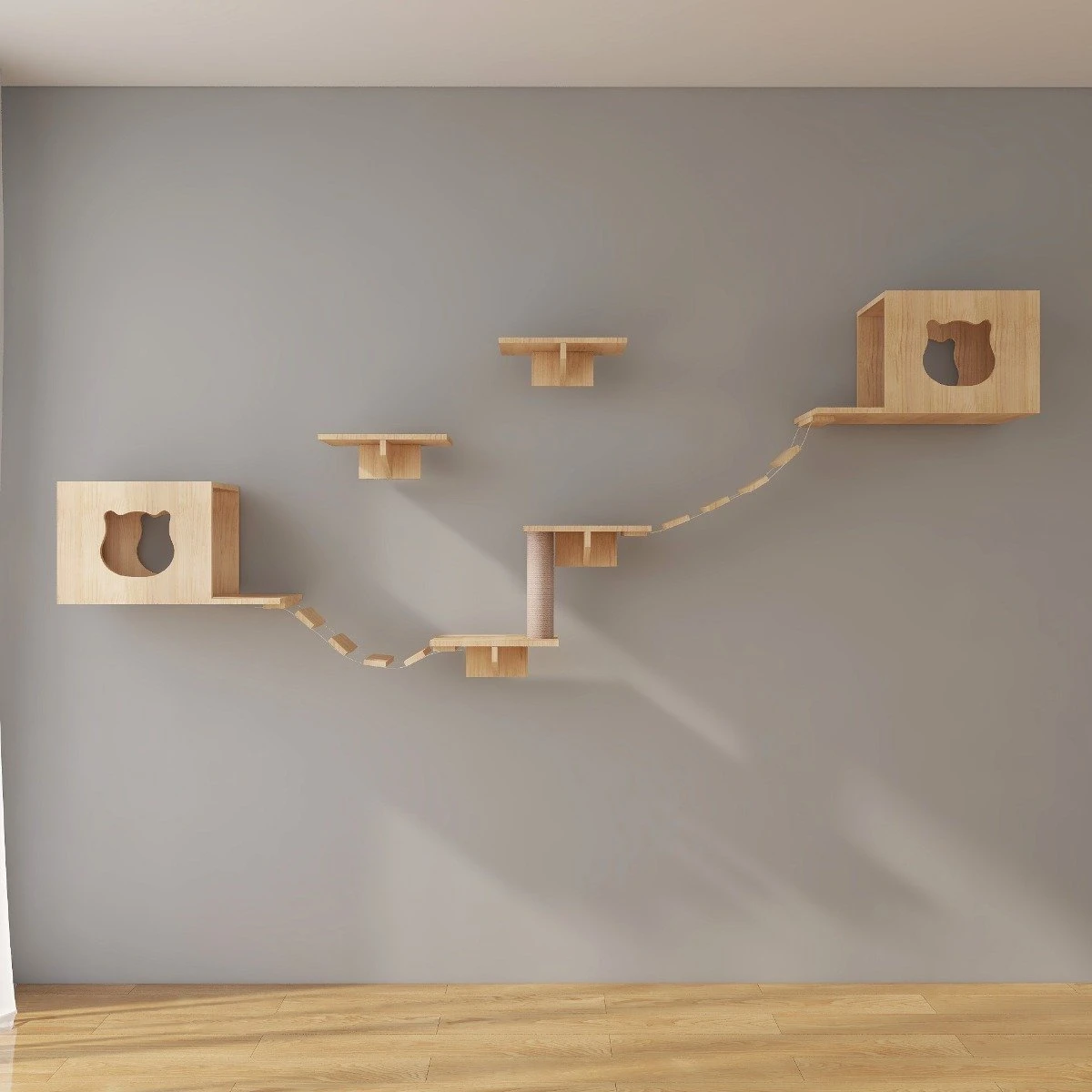 Katten Klimwand |2 Ladders Krabpaal En 2 Huisjes | Kat Klimmuur | Huisdieren | Vermaak Voor Katten 8 Katten Klimwand |2 Ladders Krabpaal En 2 Huisjes | Kat Klimmuur | Huisdieren | Vermaak Voor Katten - Image 8