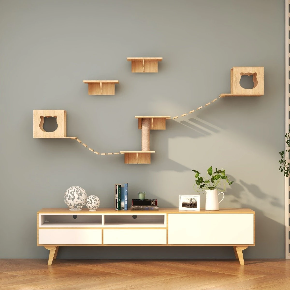 Katten Klimwand |2 Ladders Krabpaal En 2 Huisjes | Kat Klimmuur | Huisdieren | Vermaak Voor Katten 9 Katten Klimwand |2 Ladders Krabpaal En 2 Huisjes | Kat Klimmuur | Huisdieren | Vermaak Voor Katten - Image 9