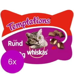 Whiskas Temptations 60 G - Kattensnack - 6 X Rund&Vlees