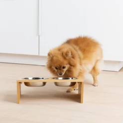 Navaris Verhoogd Dubbel Dieren Voedingsstation - 2 Kommen Voor Katten En Kleine Honden - Roestvrij Staal - Verhoogde Bamboe Standaard -Merkloos Verkoop 1200x1200 407