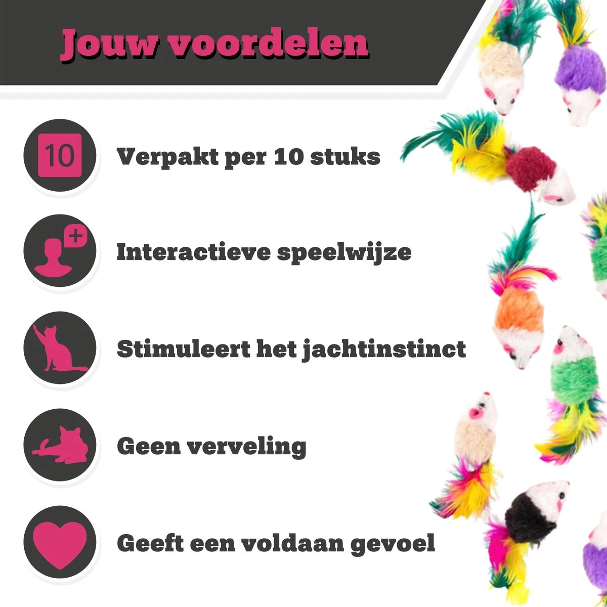 Make Me Purr Fluffy Muizen Met Veer (10 Stuks) - Kattenspeeltjes - Kattenspeelgoed - Speelgoed Voor Katten - Kat Speeltje Muis - Kitten Speeltjes Muisjes 2 Make Me Purr Fluffy Muizen Met Veer (10 Stuks) - Kattenspeeltjes - Kattenspeelgoed - Speelgoed Voor Katten - Kat Speeltje Muis - Kitten Speeltjes Muisjes - Image 2