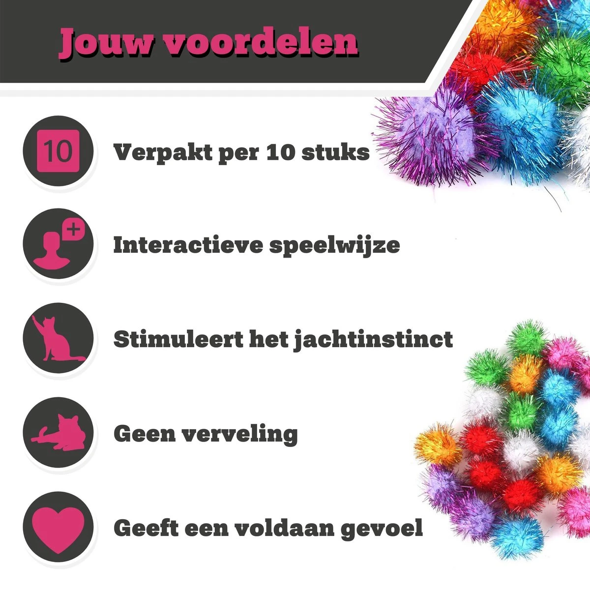 Make Me Purr Glitter Pompon Ballen (10 Stuks) - Kattenspeeltjes - Kattenspeelgoed - Speelgoed Voor Katten - Kat Speeltje Bal - Kitten Speeltjes Balletjes 2 Make Me Purr Glitter Pompon Ballen (10 Stuks) - Kattenspeeltjes - Kattenspeelgoed - Speelgoed Voor Katten - Kat Speeltje Bal - Kitten Speeltjes Balletjes - Image 2