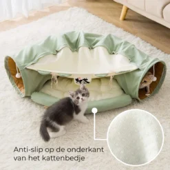 AYOO® Kattentunnel - Kattenmand - Kattenbed - Kattenkussen - Kattenhuis - Speeltunnel Kat - Kattentunnel Met Kattenmand - Poezenmand - Konijnentunnel - Groen -Merkloos Verkoop 1200x1200 581