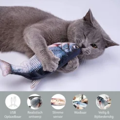 Filo Elektrisch Kattenspeeltje Bewegende Vis 30CM Met Kattenkruid + Goudvis 20CM - Interactief Speelgoed Katten - Elektronisch Kattenspeelgoed - Dansende Elektrische Speelvis Kat - Kattenspeeltjes Intelligentie - Speelgoed Kittens - Speeltjes Kitten -Merkloos Verkoop 1200x1200 609