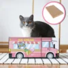 Make Me Purr Kattendoos Van Karton (Ice Cream) - Inclusief Kartonnen Krabmat - Speelgoed Doos Voor Katten Met Krab Mat - Kat Krabpaal Speeltje - Kattenbed Kattenmand Kattenhuis Kattentunnel - Kattenspeelgoed - Kattenspeeltjes - Kitten Speeltjes