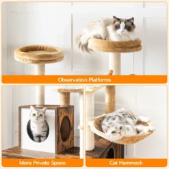 Signature Home Lola Krabpaal Met Kattenbak - Kattenbak Hangmat Mand Katten Huis - Kattenhuis Met Deur En Slot - Krabpalen Katten Huis - Kattenbakmeubel Verborgen - Alles-in-één Kattenspeelgoed Met Kattenhuis - Bruin - 70cm X 132cm X 48cm -Merkloos Verkoop 1200x1200 697