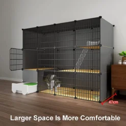 Merkloos XXL Premium Kattenkooi Met Kattenbak 2-laags Kattenkooien Voor Binnen - Grote Opvouwbare Kattenren - Kattenbench Kat Bench - Zwart Dierenverblijf -Merkloos Verkoop 1200x1200 743