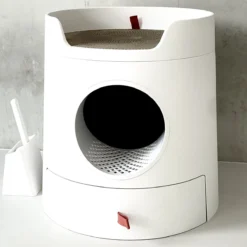 A Sunny Day Kattenbak Met Lade, Bedje En Krabplank - Inclusief Schepje - Design Kattenbak - Wit - Dichte Kattenbak - Kattenbak Gesloten -Merkloos Verkoop 1200x1200 831
