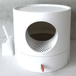 A Sunny Day Kattenbak Met Lade, Bedje En Krabplank - Inclusief Schepje - Design Kattenbak - Wit - Dichte Kattenbak - Kattenbak Gesloten -Merkloos Verkoop 1200x1200 834