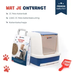 JC Pets Premium Kattenbak Systeem - Inclusief 2.5KG / 4L Kattenbakvulling - Zelfreinigend -Merkloos Verkoop 1200x1200 864
