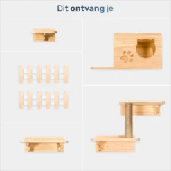 Katten Klimmuur - Complete Set - Krabpaal - Huisje - Ladders - Plateaus - Katten Klim Wand - Krabpaal Muur - Klimmuur Kat - Krabpaal Voor Grote Katten - Klimwand -Merkloos Verkoop 1200x1200 955