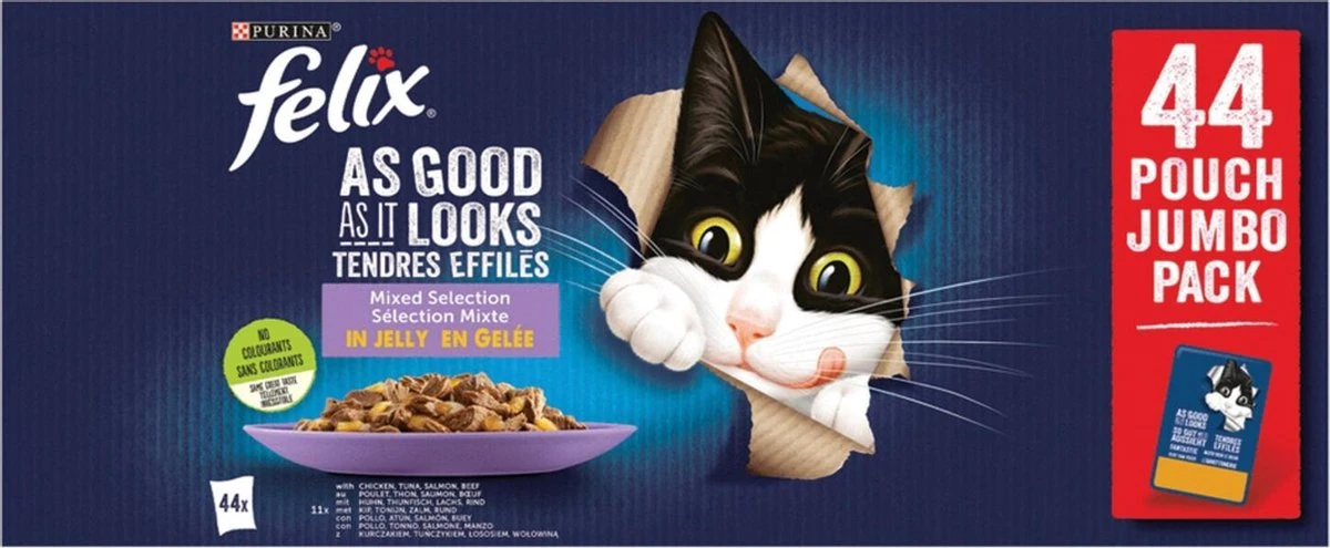 Felix Elke Dag Feest Mix Selectie In Gelei - Katten Natvoer - 44 X 85g 1 Felix Elke Dag Feest Mix Selectie In Gelei - Katten Natvoer - 44 X 85g