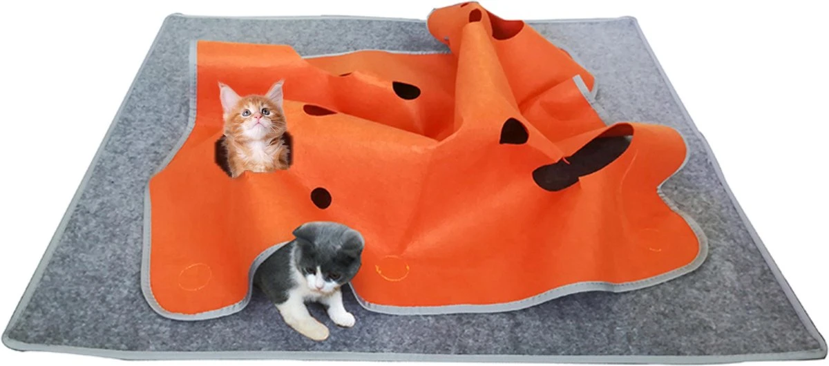 Moowi - Katten Speel Kleed – Kattentunnel – Hide And Seek Spel – Deken Kat – Kattenspeelgoed – Speelmat Katten Grijs – Incl. 2 Sisal Ballen En Verenspeeltje 1 Moowi - Katten Speel Kleed – Kattentunnel – Hide And Seek Spel – Deken Kat – Kattenspeelgoed – Speelmat Katten Grijs – Incl. 2 Sisal Ballen En Verenspeeltje