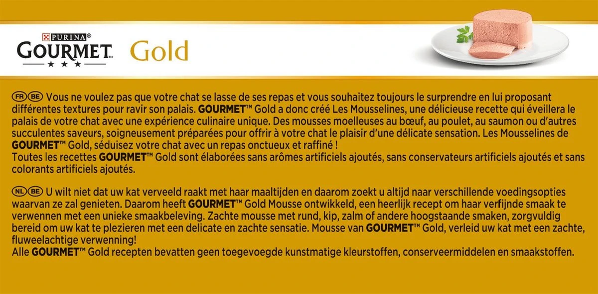 Gourmet Gold Mousse - Kattenvoer Natvoer - Met Tonijn, Lever, Kalkoen, Rund - 48 X 85 G 7 Gourmet Gold Mousse - Kattenvoer Natvoer - Met Tonijn, Lever, Kalkoen, Rund - 48 X 85 G - Image 7