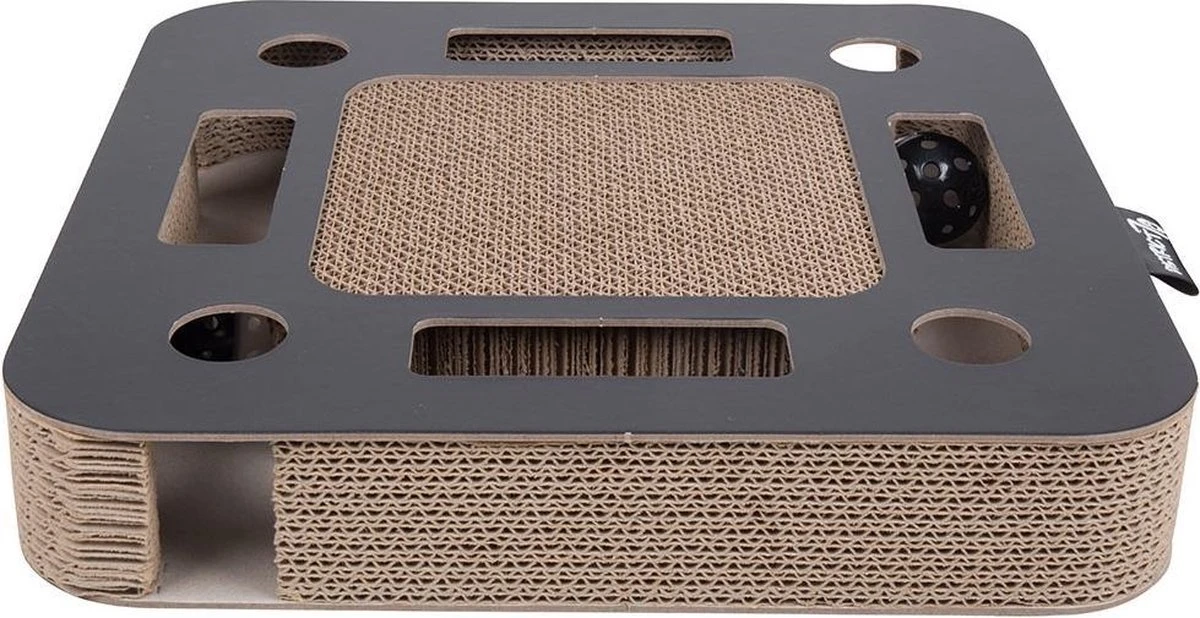 Interactief Krabspeelgoed Van Karton Met Balletje En Belletje - District 70 SPY - Zwart Of Wit 35x35x6cm - Zwart 7 Interactief Krabspeelgoed Van Karton Met Balletje En Belletje - District 70 SPY - Zwart Of Wit 35x35x6cm - Zwart - Image 7