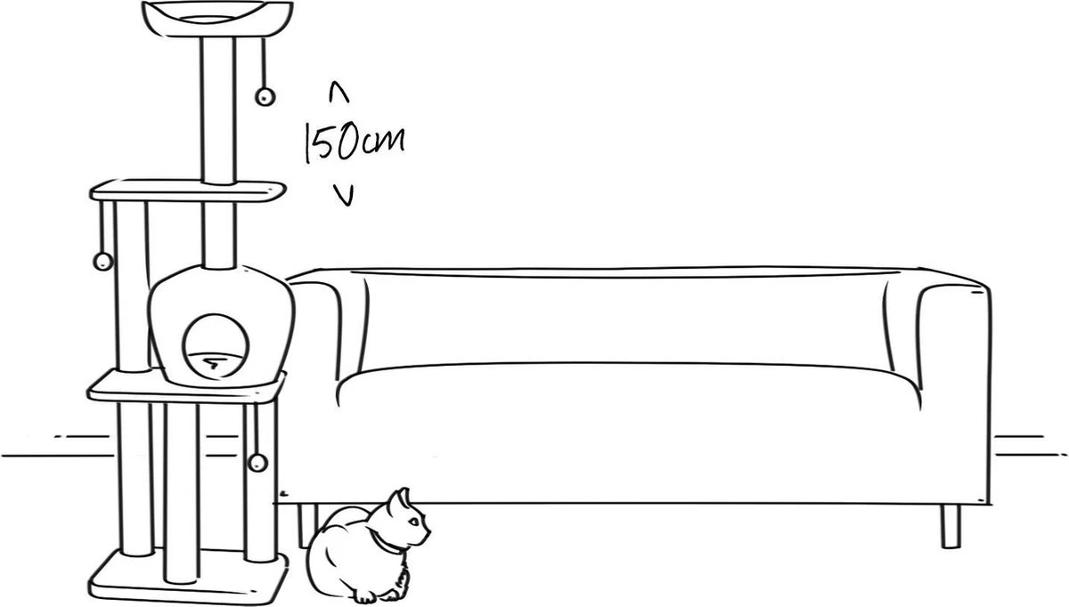 Krabpaal Knuti, Zwart 186 Cm Hoog 400560 2 Krabpaal Knuti, Zwart 186 Cm Hoog 400560 - Afbeelding 2