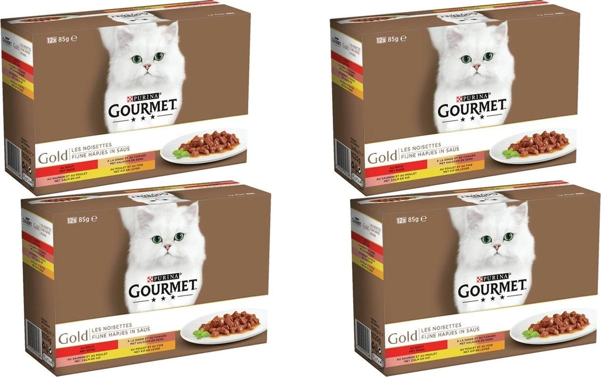 Gourmet Gold Multipack 12x85 G - Kattenvoer - 4 X Vleesmix&Vlees 1 Gourmet Gold Multipack 12x85 G - Kattenvoer - 4 X Vleesmix&Vlees