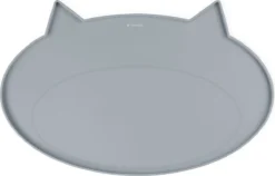 Navaris Siliconen Voederbakmat Voor Katten - Waterdichte Anti-slip Mat Voor Voerbak En Waterbak - 50x32 Cm - In Grijs Kattendesign