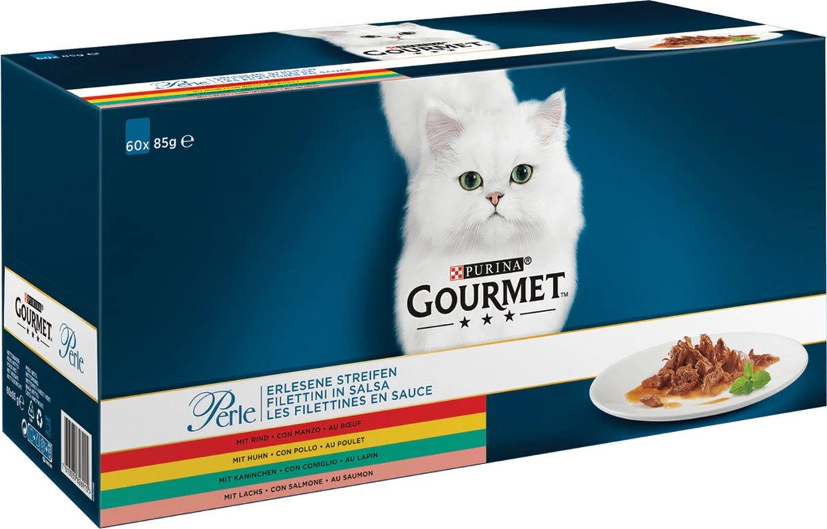 Gourmet Perle Mini Filets In Saus - Kattenvoer Natvoer - Kip, Konijn, Rund & Zalm - 60 X 85 Gr 3 Gourmet Perle Mini Filets In Saus - Kattenvoer Natvoer - Kip, Konijn, Rund & Zalm - 60 X 85 Gr - Image 3