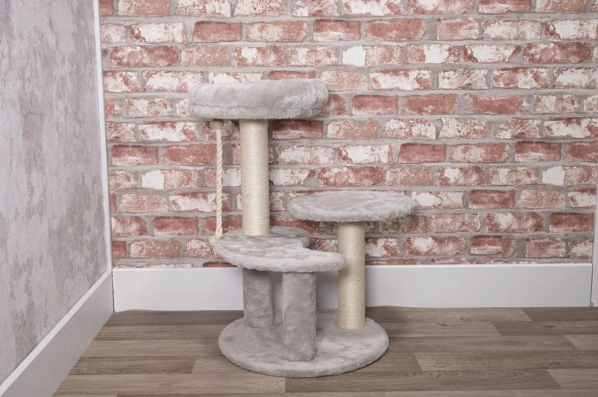 Maxxpro Krabpaal - Krabpaal Voor Katten - Kattenspeelgoed - 62 CM - 3 Platformen - Speeltouw - Sisal - Grijs 2 Maxxpro Krabpaal - Krabpaal Voor Katten - Kattenspeelgoed - 62 CM - 3 Platformen - Speeltouw - Sisal - Grijs - Afbeelding 2