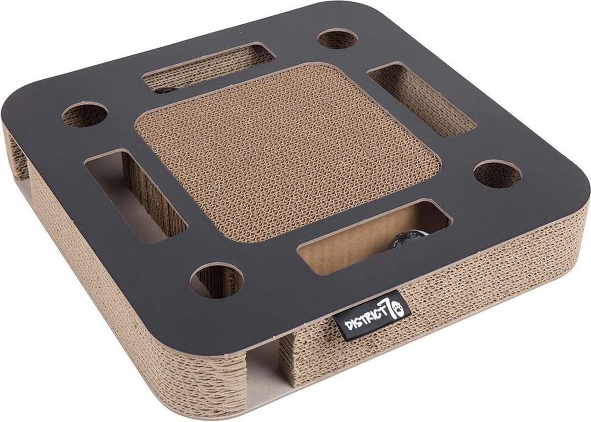 Interactief Krabspeelgoed Van Karton Met Balletje En Belletje - District 70 SPY - Zwart Of Wit 35x35x6cm - Zwart 8 Interactief Krabspeelgoed Van Karton Met Balletje En Belletje - District 70 SPY - Zwart Of Wit 35x35x6cm - Zwart - Image 8