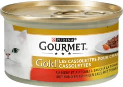 Gourmet Gold Cassolettes - Kattenvoer Natvoer - Rund En Kip In Een Saus Van Tomaat - 24 X 85 Gr -Merkloos Verkoop 1200x857 7