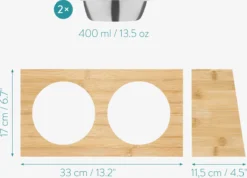 Navaris Verhoogd Dubbel Dieren Voedingsstation - 2 Kommen Voor Katten En Kleine Honden - Roestvrij Staal - Verhoogde Bamboe Standaard -Merkloos Verkoop 1200x864 3