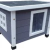 @Pet Kattenhuis Voor Buiten 57x45x43 Cm Grijs En Wit