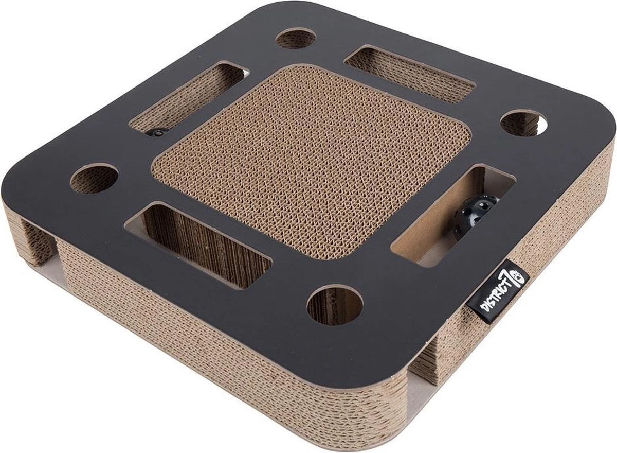 Interactief Krabspeelgoed Van Karton Met Balletje En Belletje - District 70 SPY - Zwart Of Wit 35x35x6cm - Zwart 1 Interactief Krabspeelgoed Van Karton Met Balletje En Belletje - District 70 SPY - Zwart Of Wit 35x35x6cm - Zwart