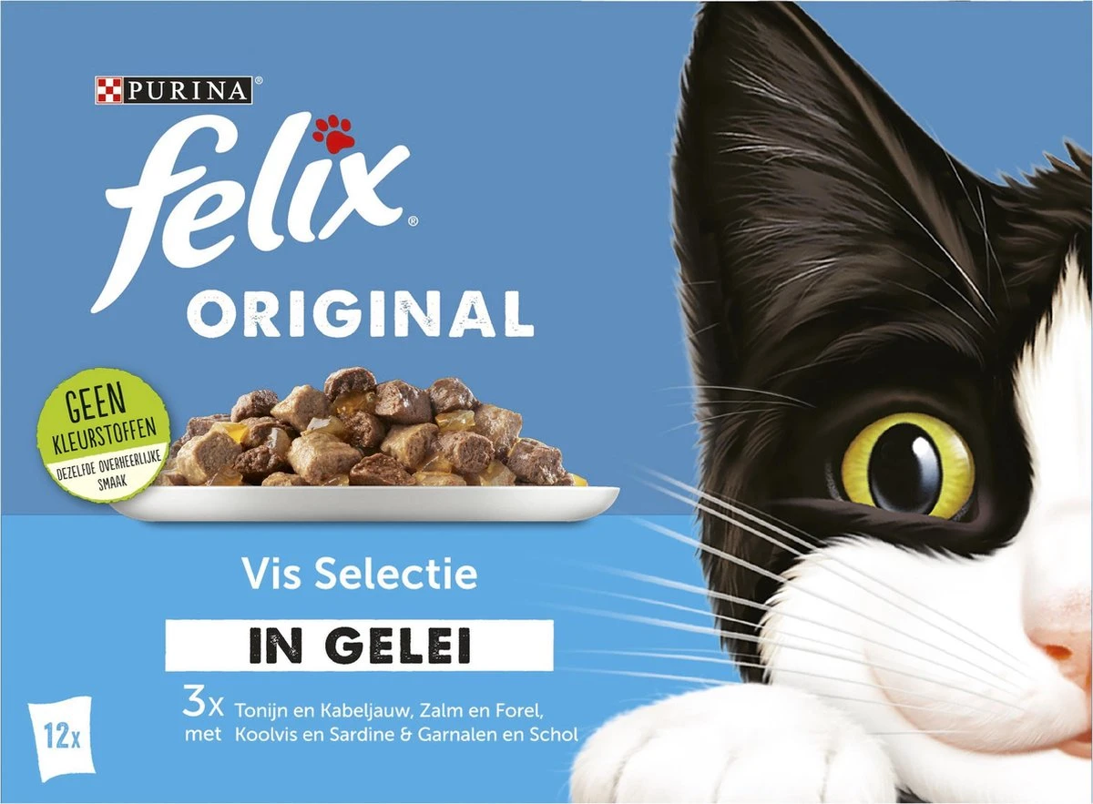Felix Original Vis Selectie In Gelei - Katten Natvoer - 4 X 12 X 85gr 1 Felix Original Vis Selectie In Gelei - Katten Natvoer - 4 X 12 X 85gr