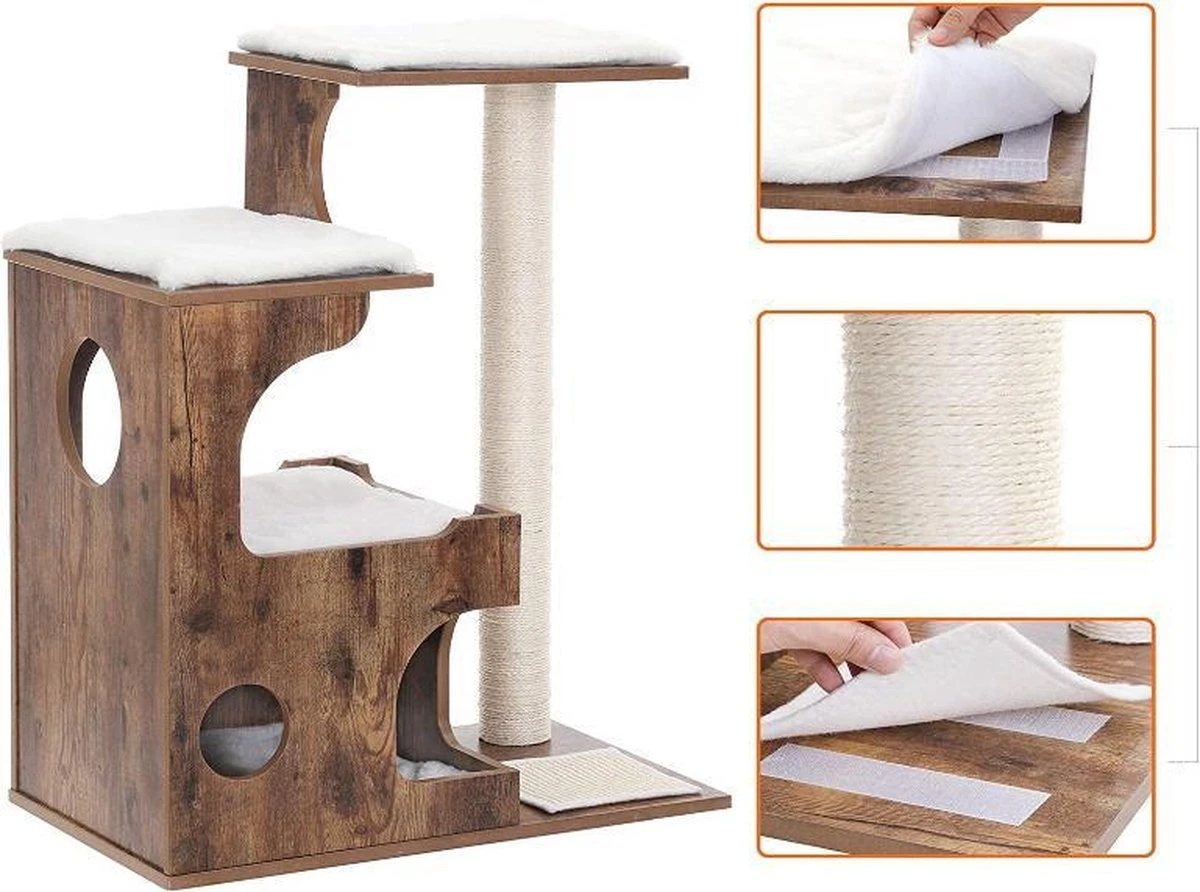 MIRA Home - Krabpaal Voor Katten - Krabpaal - Hout/Sisal - Bruin/Zwart - 66x42x88 2 MIRA Home - Krabpaal Voor Katten - Krabpaal - Hout/Sisal - Bruin/Zwart - 66x42x88 - Image 2