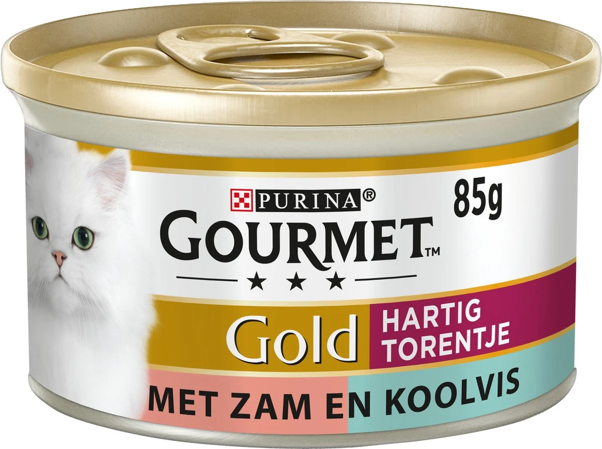 Gourmet Gold Hartig Torentje DUO - Kattenvoer Natvoer - Zalm & Koolvis - 24 X 85 Gram 1 Gourmet Gold Hartig Torentje DUO - Kattenvoer Natvoer - Zalm & Koolvis - 24 X 85 Gram