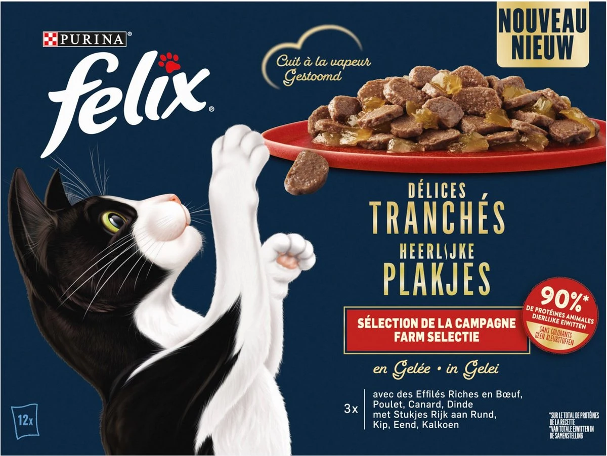 Felix Heerlijke Plakjes Farm Selectie Kattenvoer Nat 4(12x80g) 1 Felix Heerlijke Plakjes Farm Selectie Kattenvoer Nat 4(12x80g)