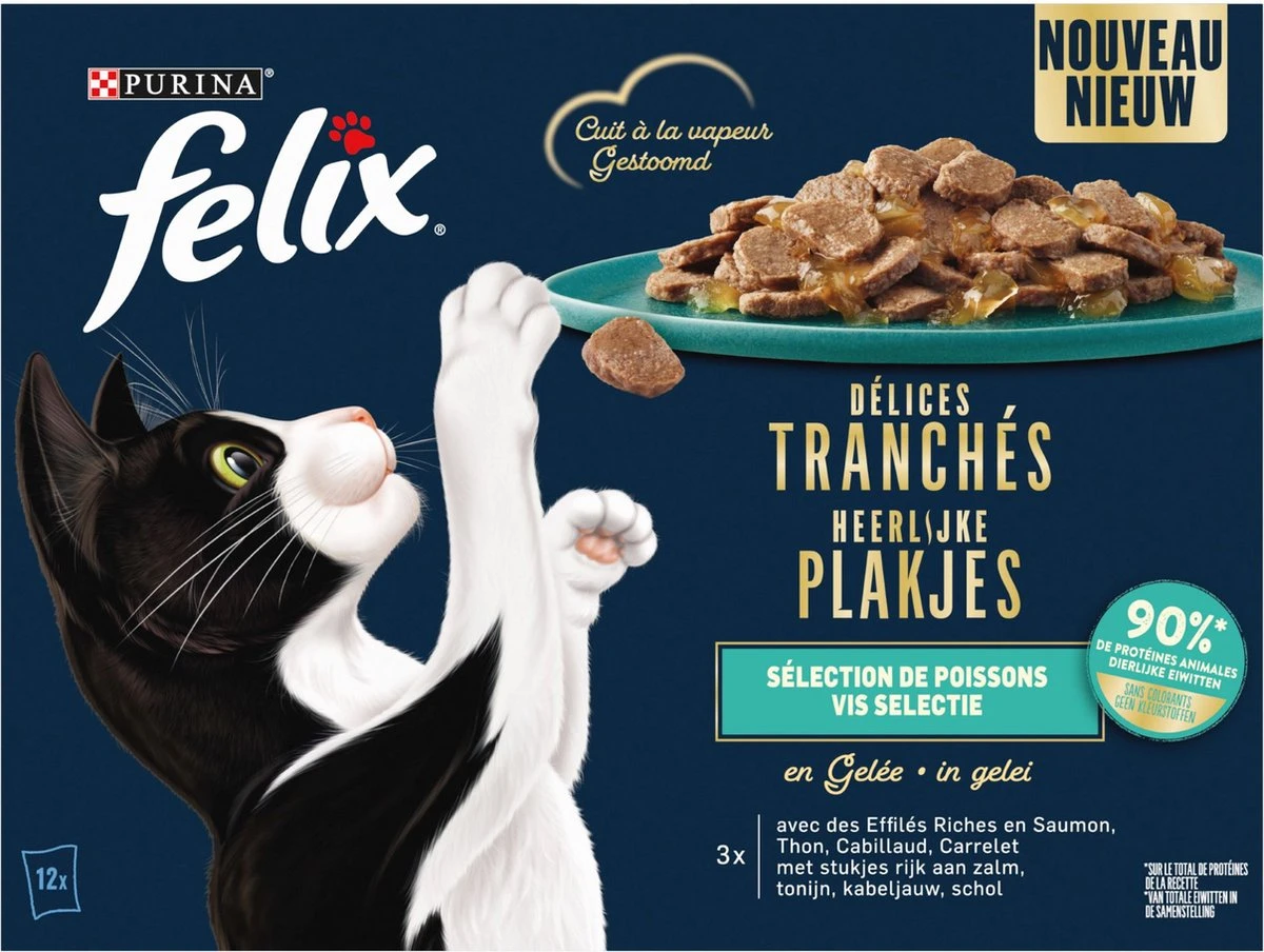 Felix Heerlijke Plakjes Vis Selectie Kattenvoer Nat 4(12x80g) 1 Felix Heerlijke Plakjes Vis Selectie Kattenvoer Nat 4(12x80g)