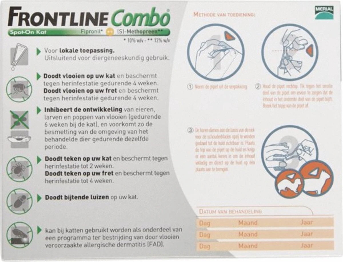 Frontline Combo Anti Vlooienmiddel En Tekenmiddel Kat - 3 Pipetten 3 Frontline Combo Anti Vlooienmiddel En Tekenmiddel Kat - 3 Pipetten - Afbeelding 3