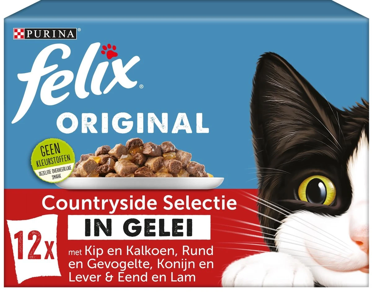 Felix Original Countryside Selectie In Gelei - Katten Natvoer - 4 X 12 X 85gr 1 Felix Original Countryside Selectie In Gelei - Katten Natvoer - 4 X 12 X 85gr