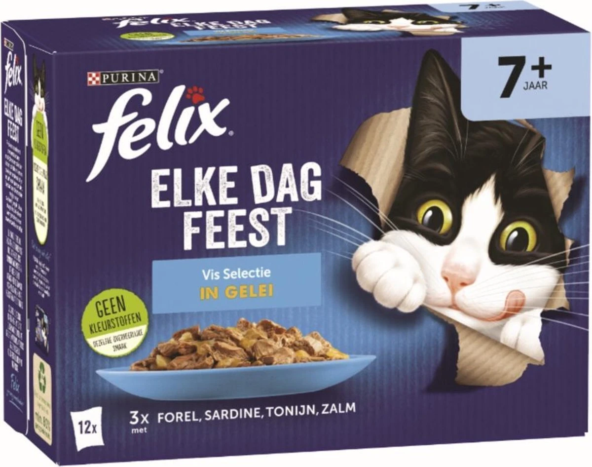 Felix Elke Dag Feest Vis Selectie In Gelei 7+ Jaar 12 X 85 Gr 1 Felix Elke Dag Feest Vis Selectie In Gelei 7+ Jaar 12 X 85 Gr
