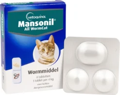 Mansonil All Worm Cat Ontworming - Kat - 4 Tabletten -Merkloos Verkoop 1200x958