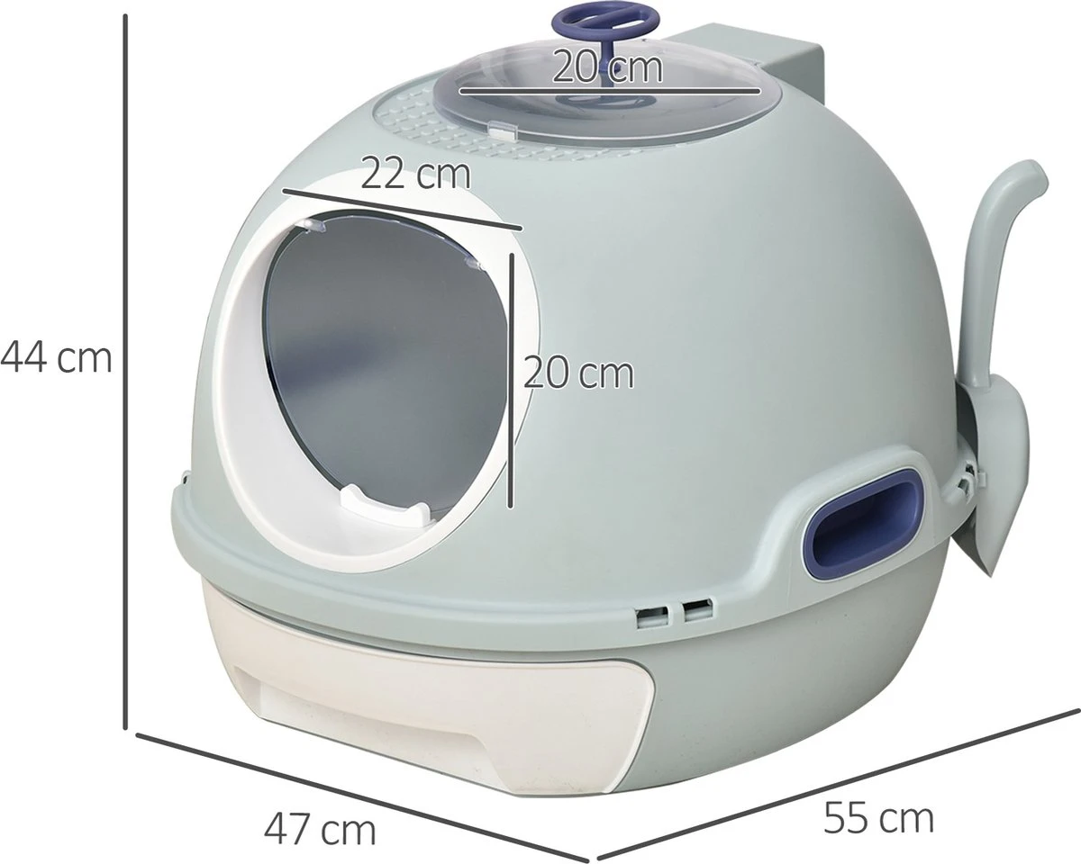 PawHut Kattentoilet Kattenbak Dakraam Bodembak Schep Draagbaar PP ABS D31-012 8 PawHut Kattentoilet Kattenbak Dakraam Bodembak Schep Draagbaar PP ABS D31-012 - Image 8